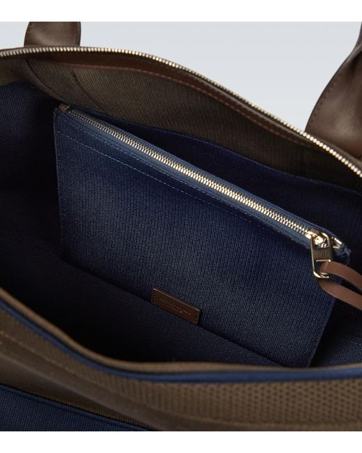 Armani Leathertrimmed Duffel Bag in Blue for Men Lyst