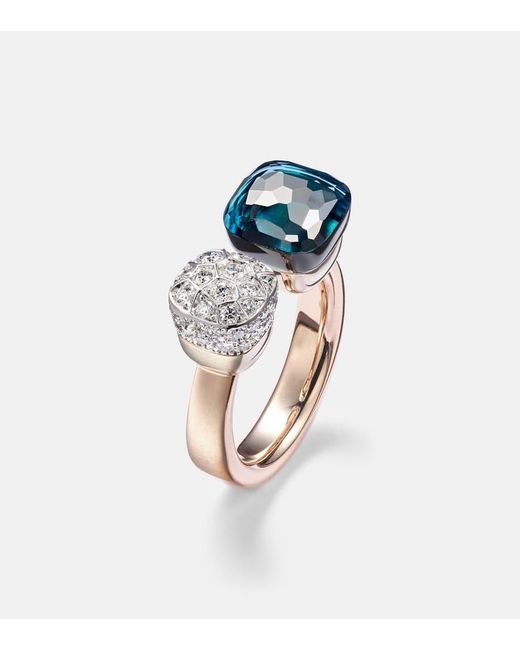 Pomellato White Nudo 18Kt Ring With Topaz And Diamonds