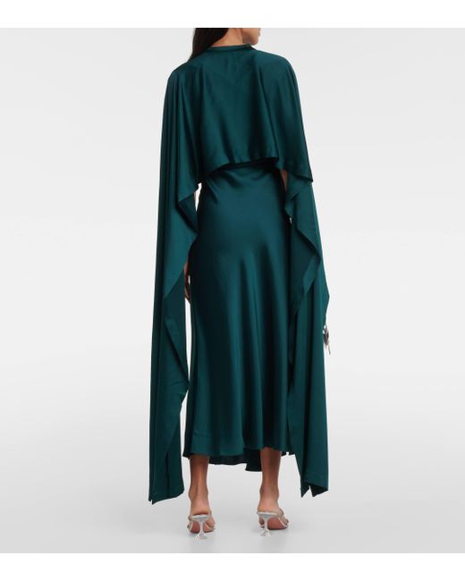 Jonathan Simkhai Green Amory Cape-effect Draped Satin Gown