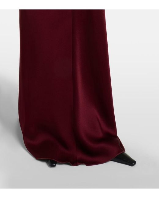 Victoria Beckham Purple Isabella Gathered Satin Gown