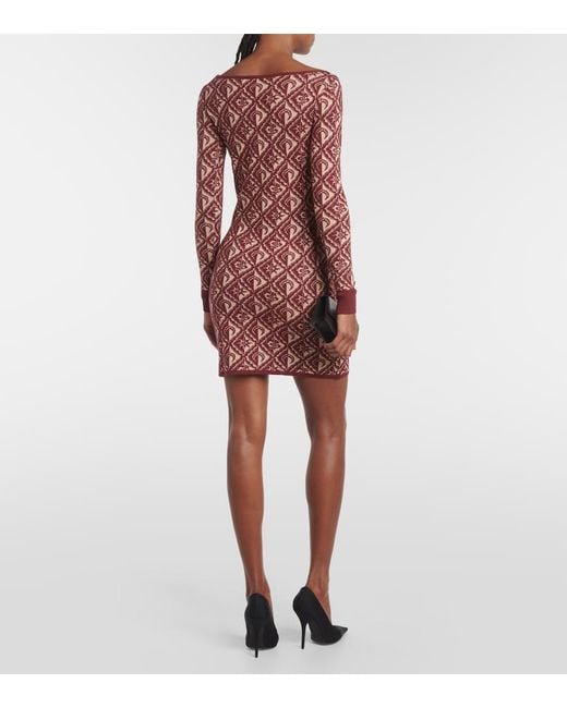 MARINE SERRE Red Moon Diamant Jacquard Knit Mini Dress