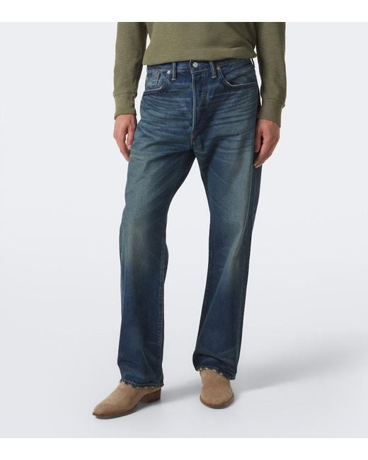 Jeans Rectos Con Efecto Desgastado RRL de hombre de color Blue