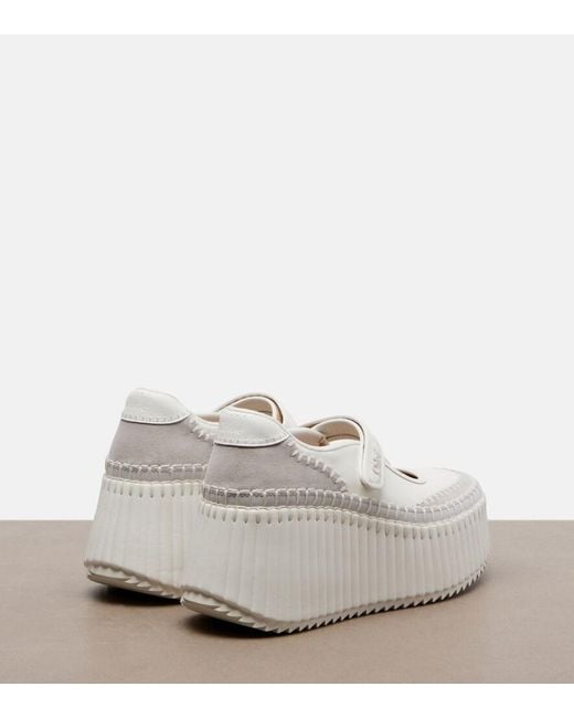 Chloé White Nama Leather Platform Sneakers