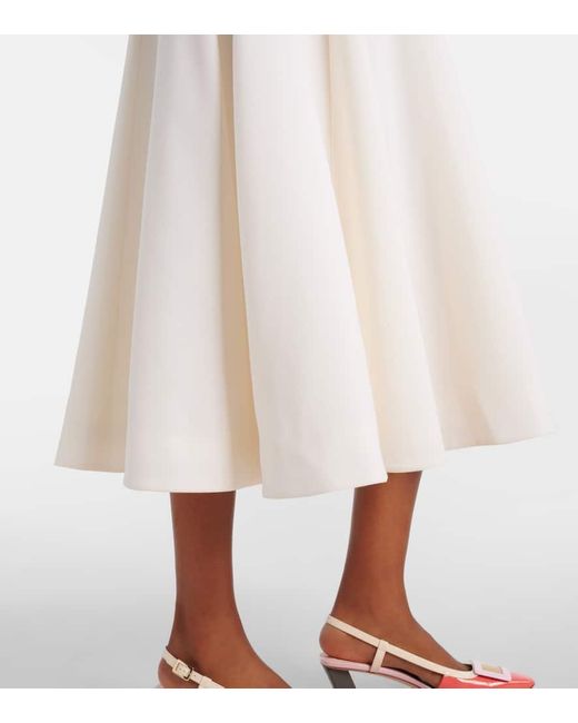 Emilia Wickstead White Jody Pleated Wool Midi Dress