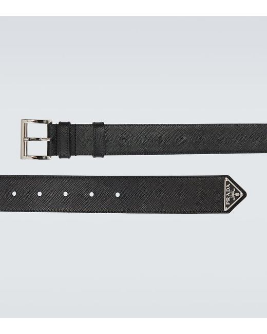 Prada Black Logo Saffiano Leather Belt for men