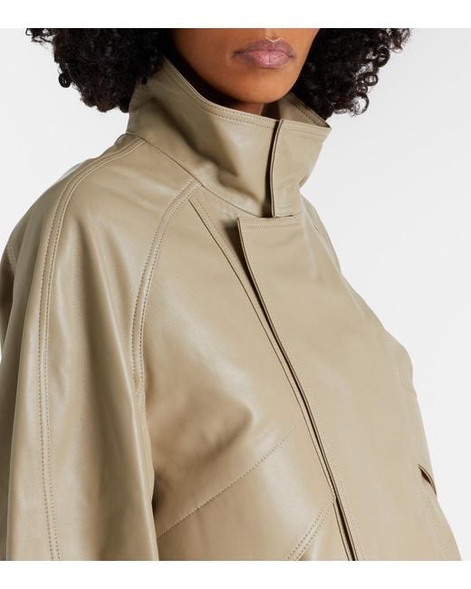 Nour Hammour Brown Ariste Leather Bomber Jacket