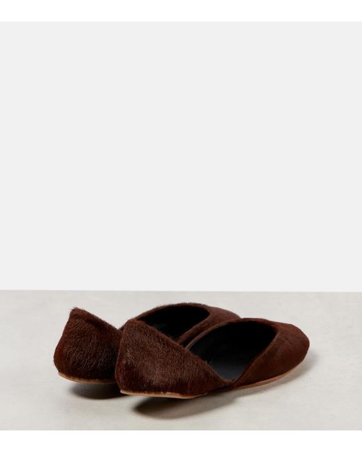 The Row Brown Gemma Calf Hair Ballet Flats