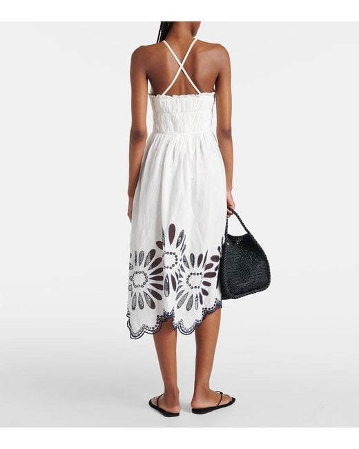 Ulla Johnson White Beatrice Linen And Cotton Midi Dress