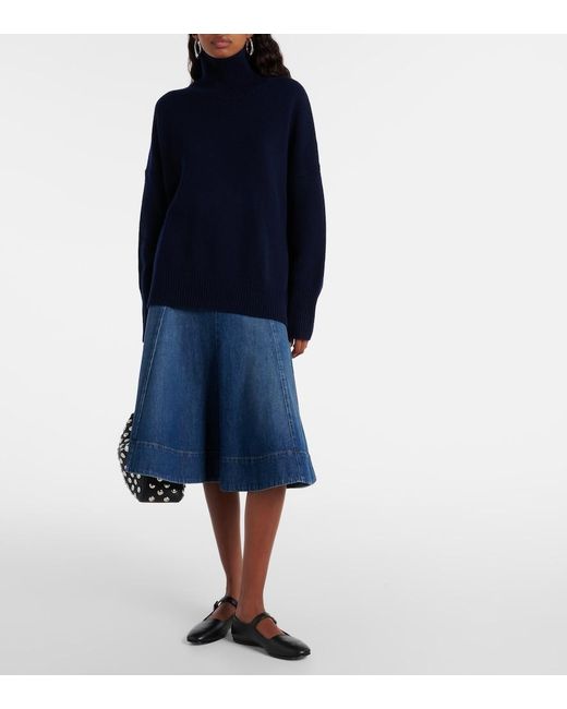 Lisa Yang Blue Heidi Turtleneck Cashmere Sweater