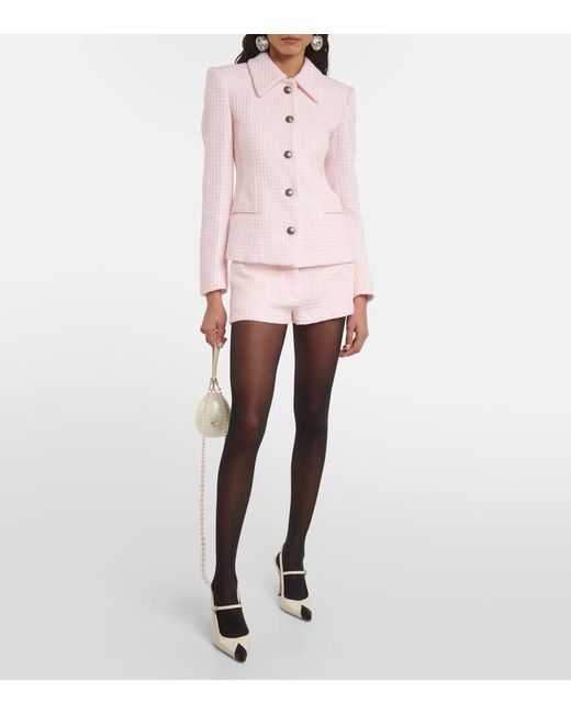 Alessandra Rich Pink Shorts aus Tweed mit Pailletten