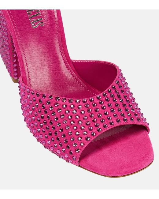 Paris Texas Pink Holly Anja Embellished Suede Mules