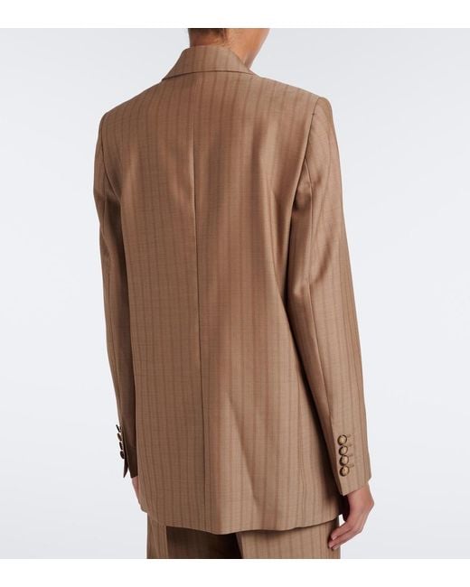 Etro Brown Striped Double-Breasted Wool Blazer