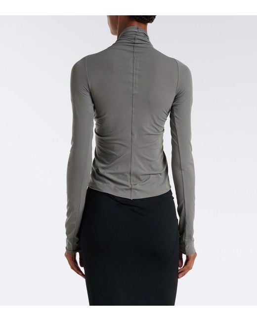 Rick Owens Gray Allanah Gathered Jersey Top