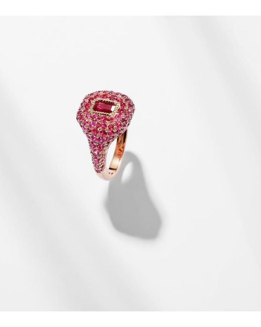 SHAY 18Kt Rose Pinky Ring With Rubies