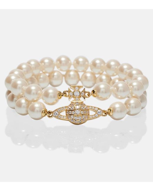 Vivienne Westwood Metallic Graziella Embellished Faux Pearl Bracelet