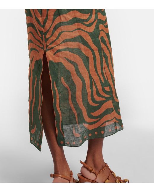 Johanna Ortiz Metallic Printed Cutout Linen Maxi Dress