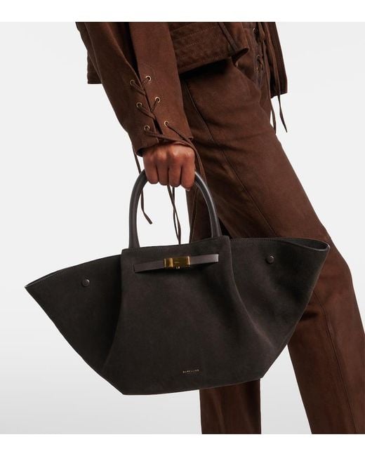 DeMellier London Black New York Midi Suede Tote Bag