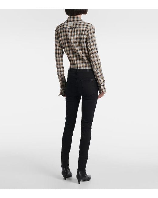 7 For All Mankind Blue Mid-Rise Skinny Jeans