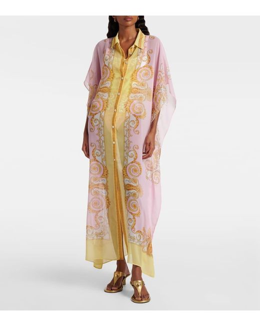 Versace Metallic Underwater Barocco Georgette Kaftan