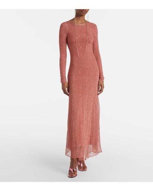 Alaïa Pink Sandalen Infradito 90 Aus Metallic-Leder