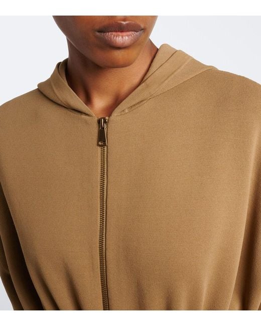Max Mara Brown Hooded Knitted Poncho
