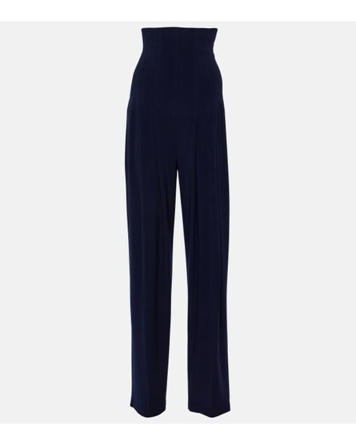 Norma Kamali Blue High-Rise Wide-Leg Pants