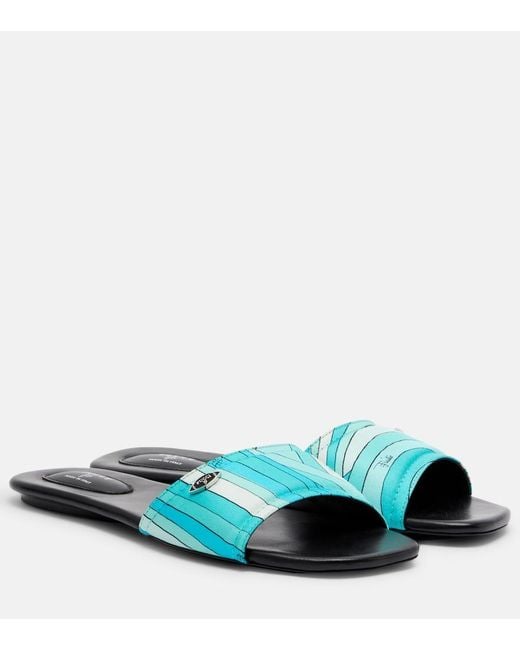 Emilio Pucci Blue Yummy Iride Slides
