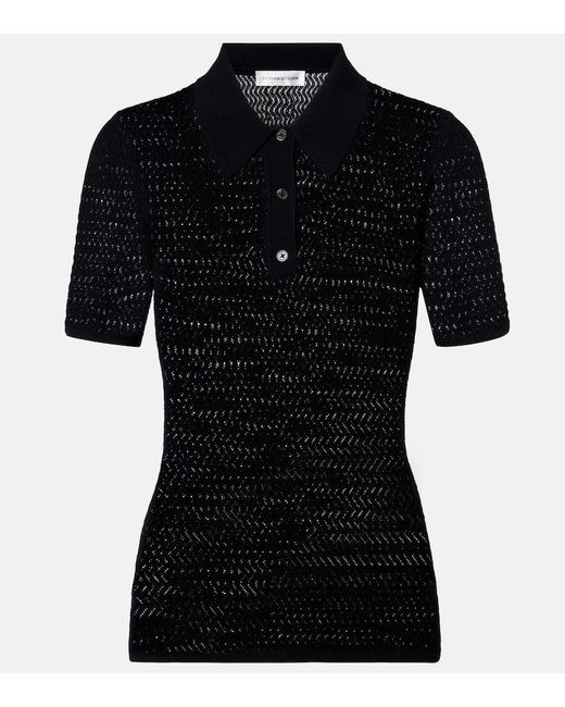 Victoria Beckham Black Polohemd Aus Pointelle-Strick