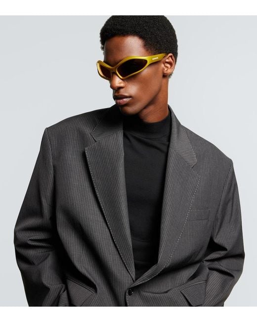 Balenciaga Orange Fennec Oval Sunglasses for men