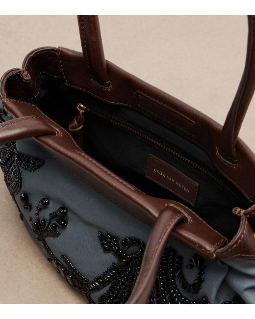 Dries Van Noten Black Embellished Twill Shoulder Bag