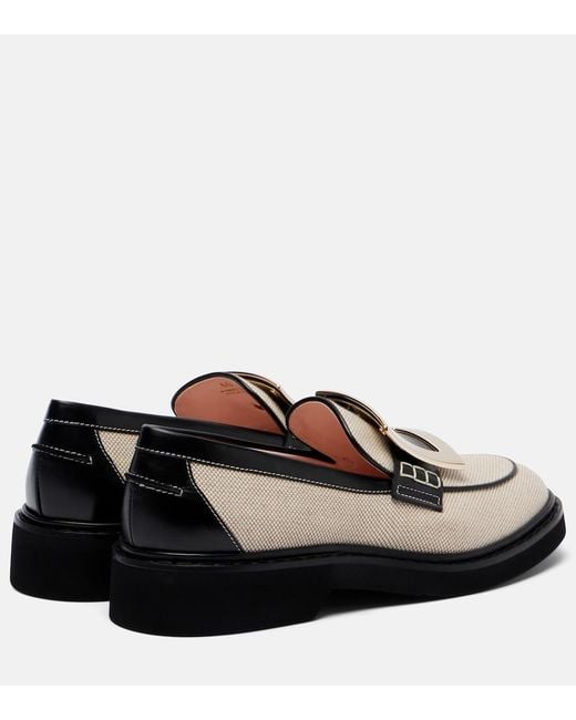 Roger Vivier White Viv' Rangers Leather-Trimmed Loafers