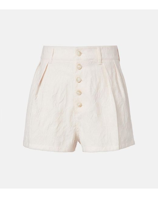 Etro White Cotton-Blend Jacquard Shorts