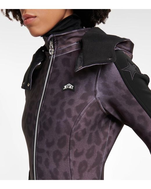 Jet Set Gray Magic Ghoster Leopard-Print Ski Suit