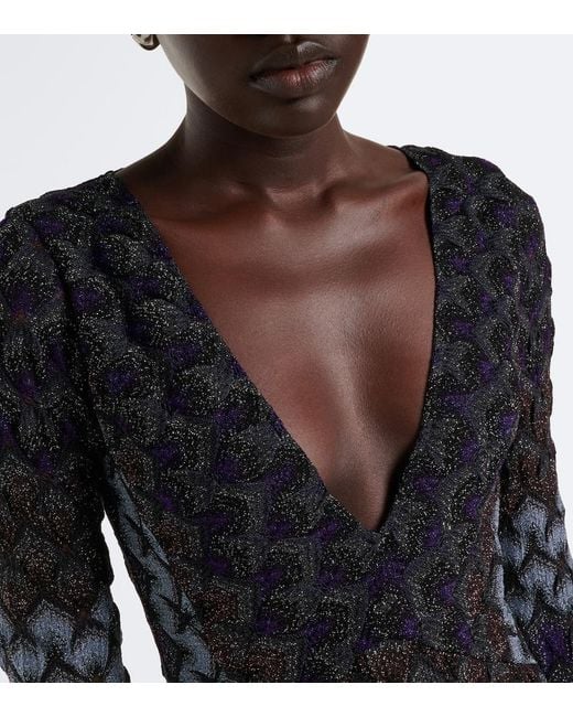 Missoni Blue Knitted Lame Gown