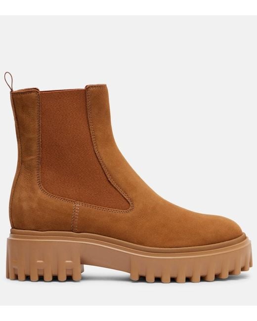 Hogan Brown H700 Suede Chelsea Boots