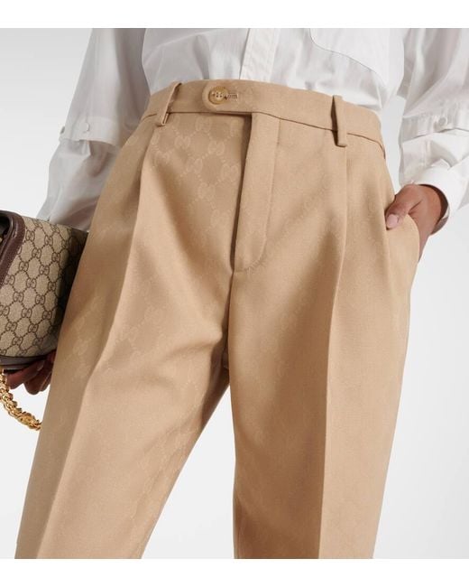 Gucci Natural Gg Wool Pants