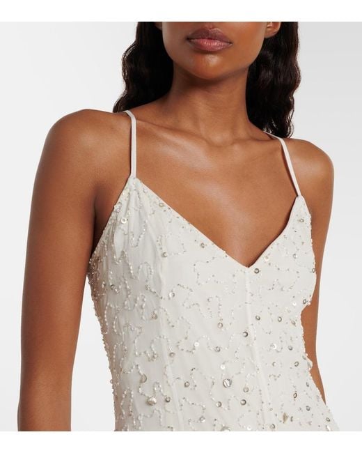 Staud White Emily Embellished Tulle Minidress