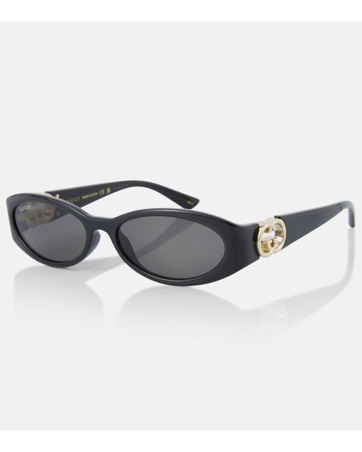 Gucci Gray Interlocking G Oval Sunglasses