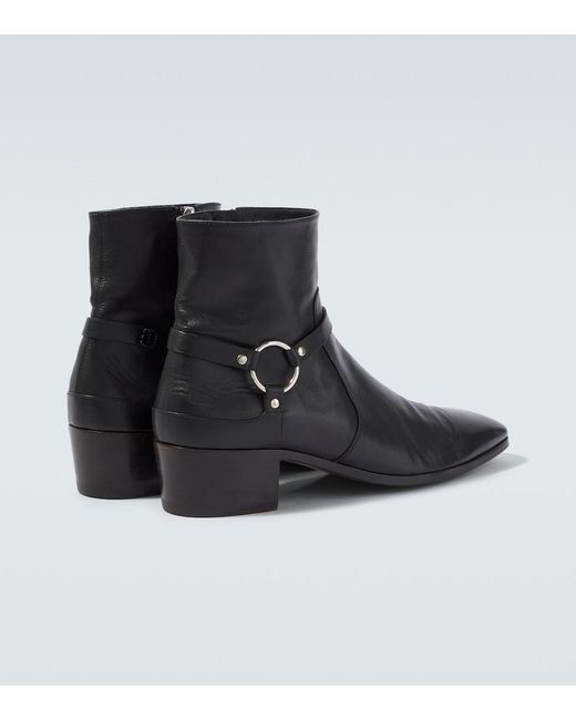 Tom Ford Black Clint Leather Ankle Boots for men