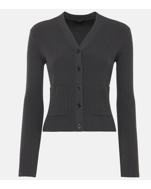 Joseph Black Ribbed-Knit Wool Cardigan