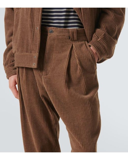 Giorgio Armani Brown Wool And Cashmere Corduroy Tapered Pants for men