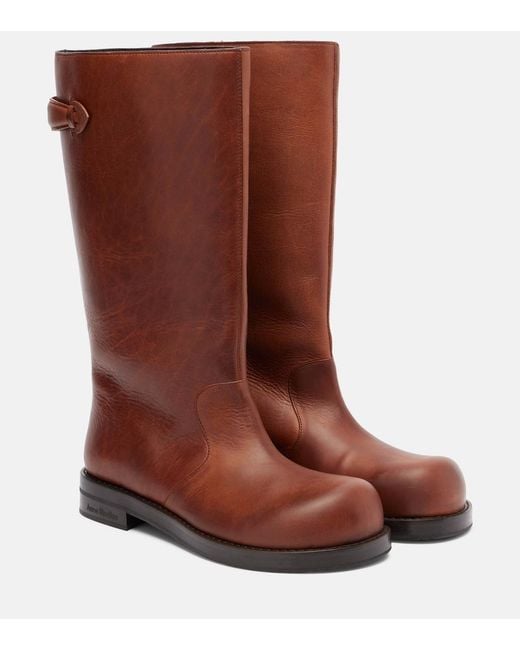 Acne Brown Beshay Leather Mid-Calf Boots