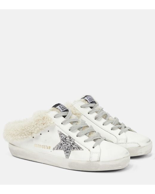 Golden Goose Deluxe Brand White Super-star Shearling-lined Mules