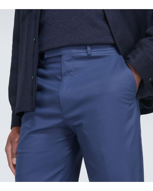 Pantalon de costume en coton melange Zegna pour homme en coloris Blue
