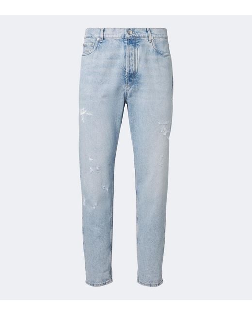 Brunello Cucinelli Blue Distressed Straight Jeans for men