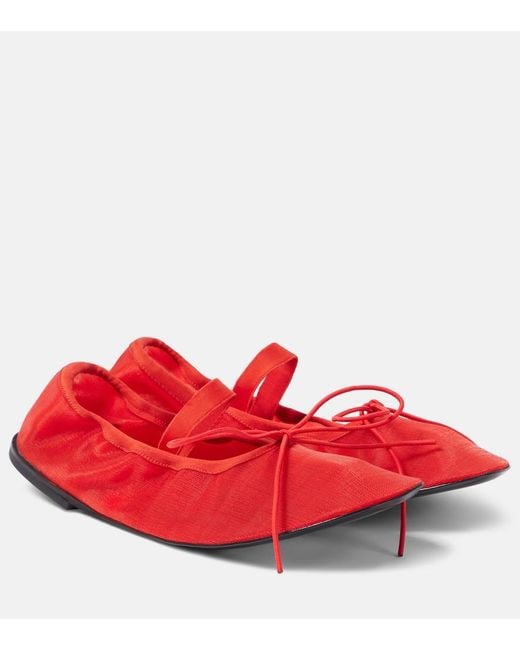 Proenza Schouler Red Glove Mesh Mary Jane Flats