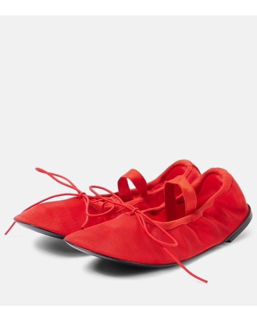 Proenza Schouler Red Glove Mesh Mary Jane Flats