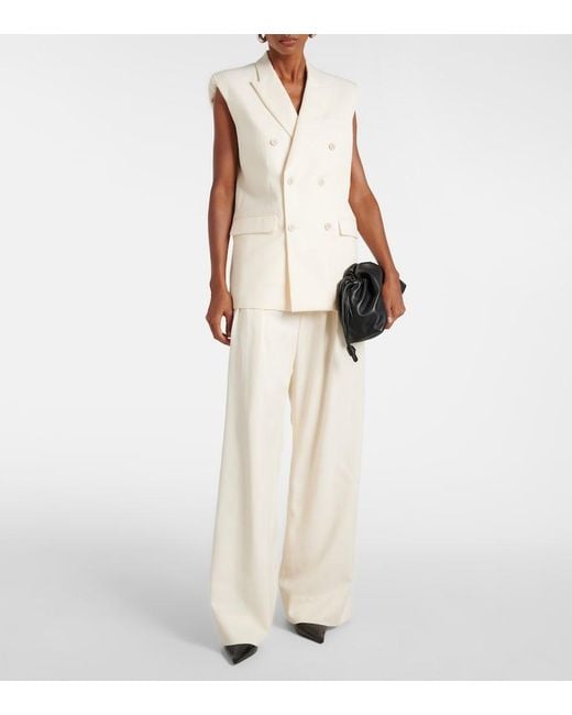 Wardrobe NYC White Low-Rise Wide-Leg Wool Pants