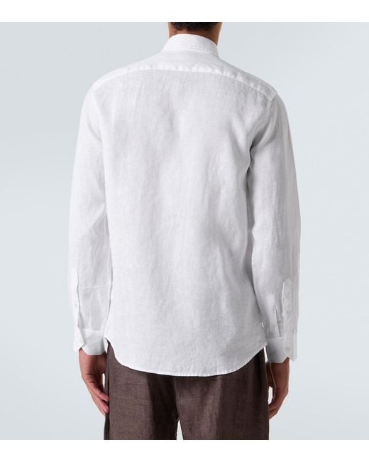 Frescobol Carioca White Antonio Long-Sleeved Linen Shirt for men