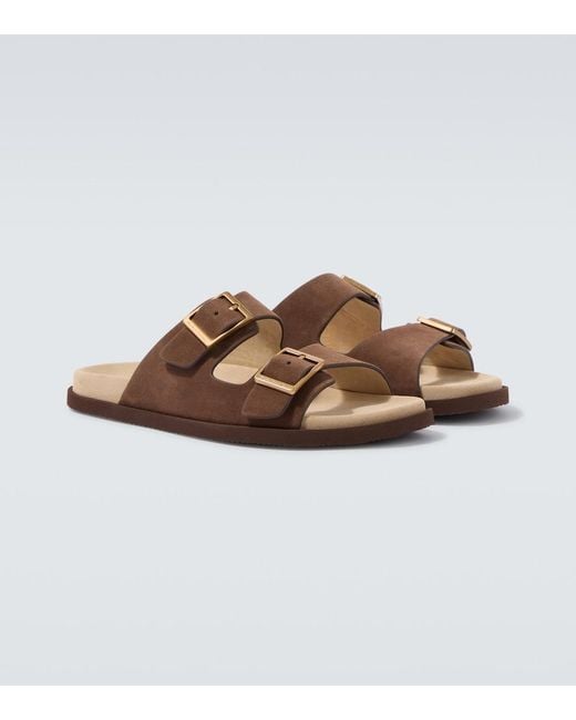 Brunello Cucinelli Brown Suede Sandals for men